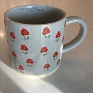 Natural Life Grey & Red Mushroom Coffee Mug Tea Cup